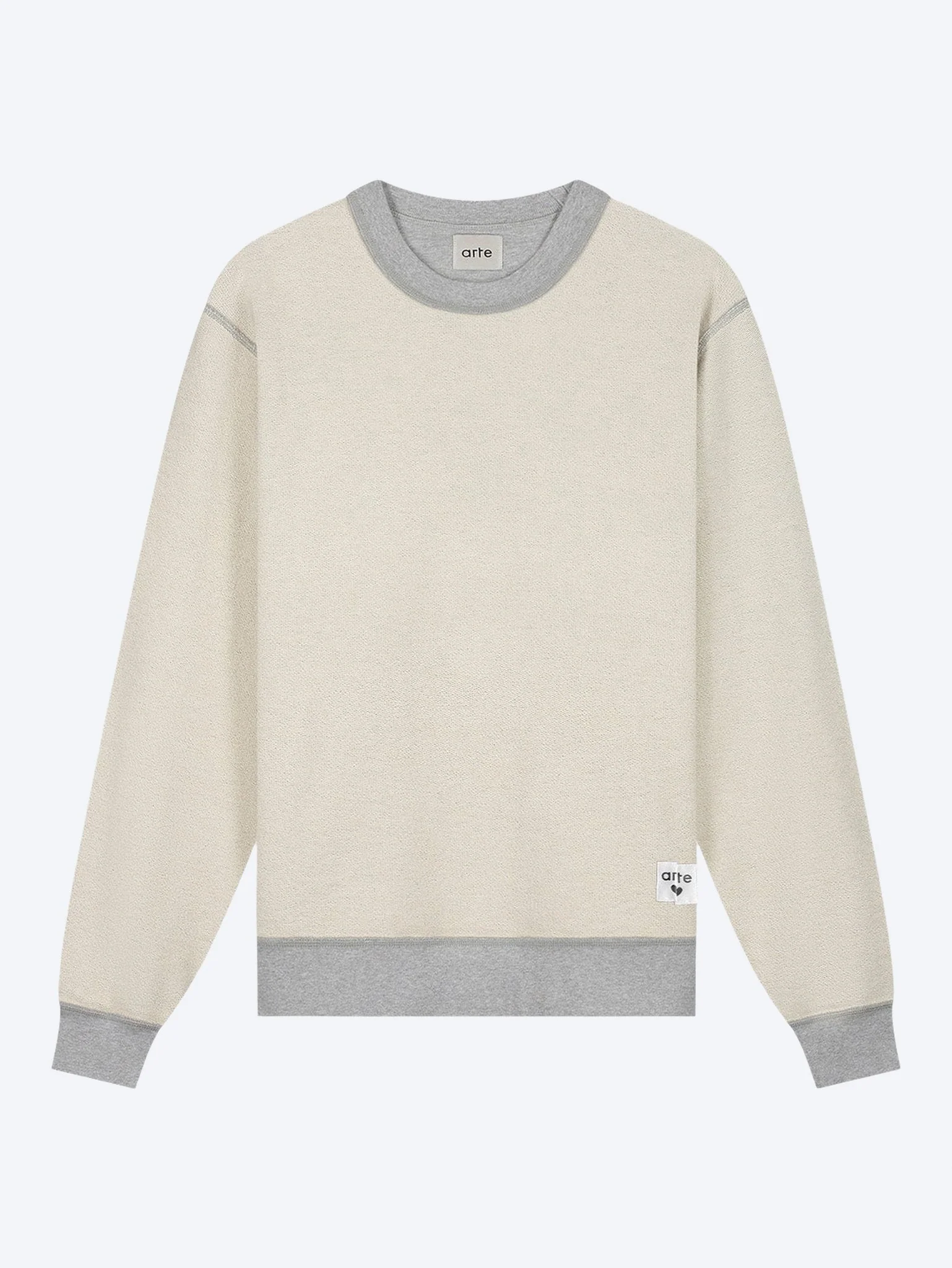 Reversible label crewneck sweater