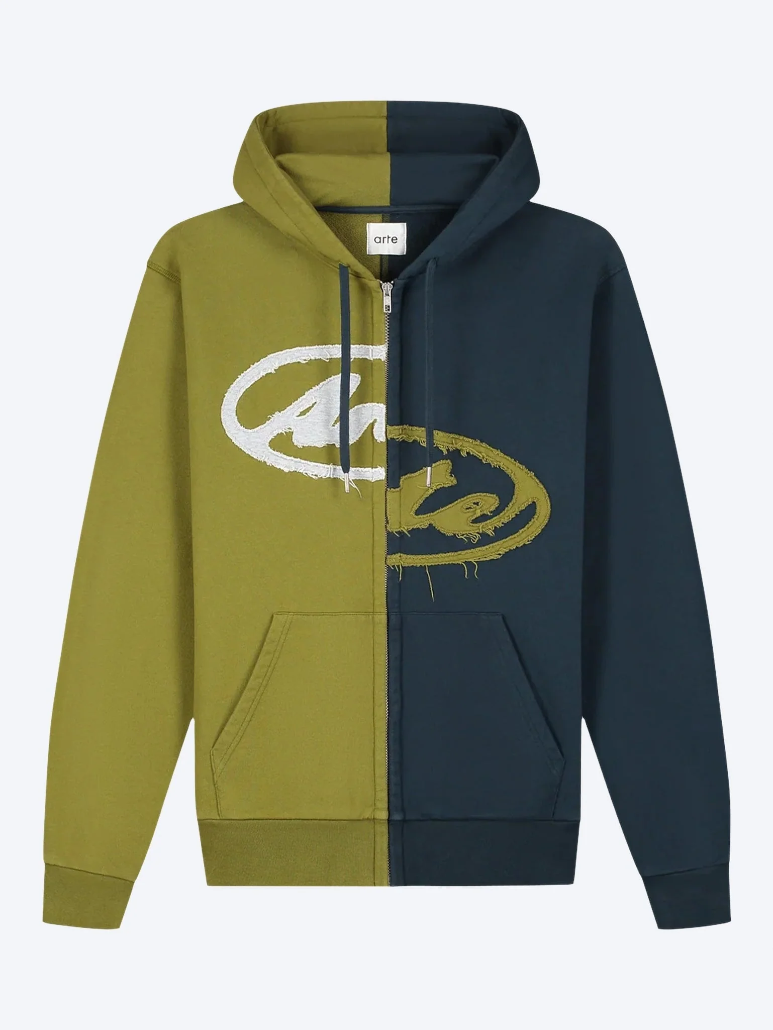 Split patch zip hoodie