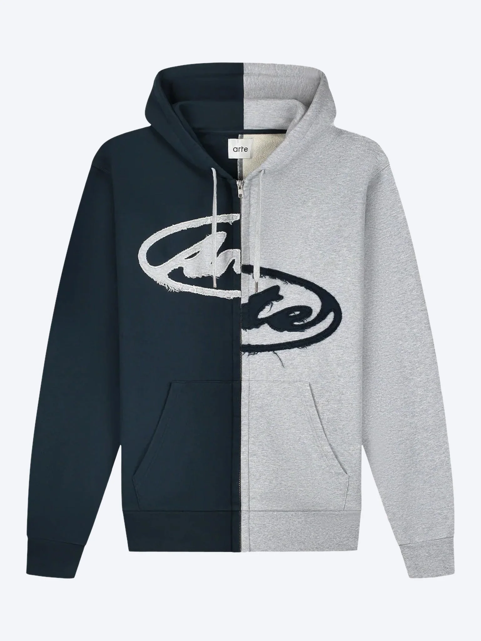Split patch zip hoodie