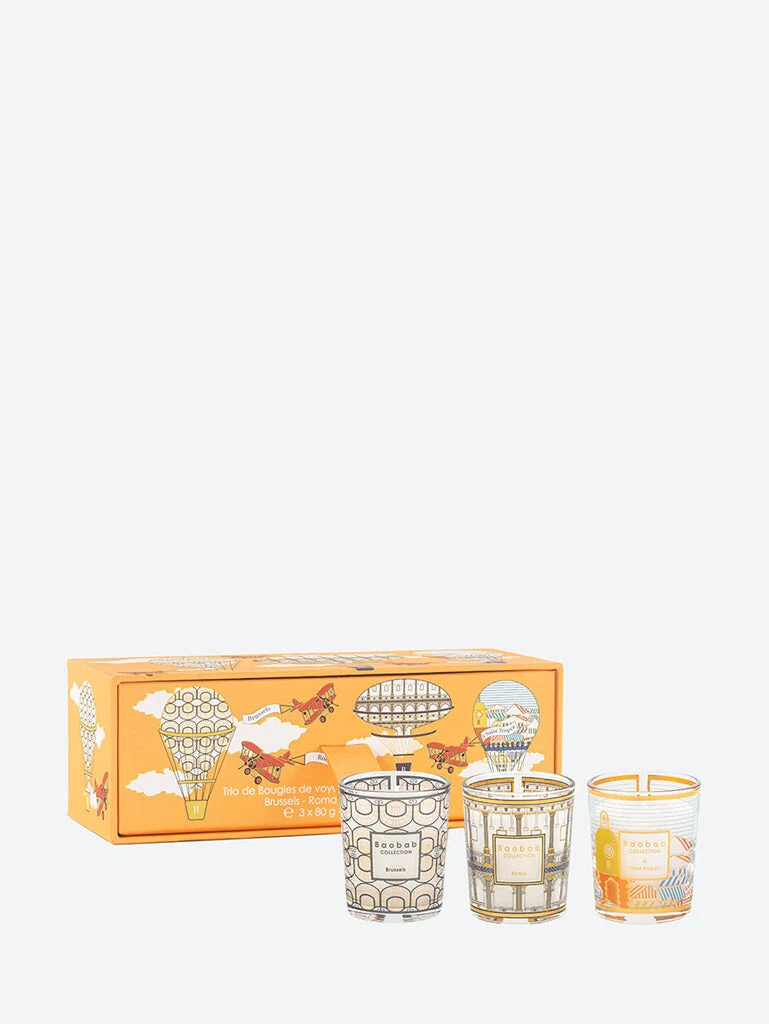 Trio travel candles my first baobab bruxelles-roma