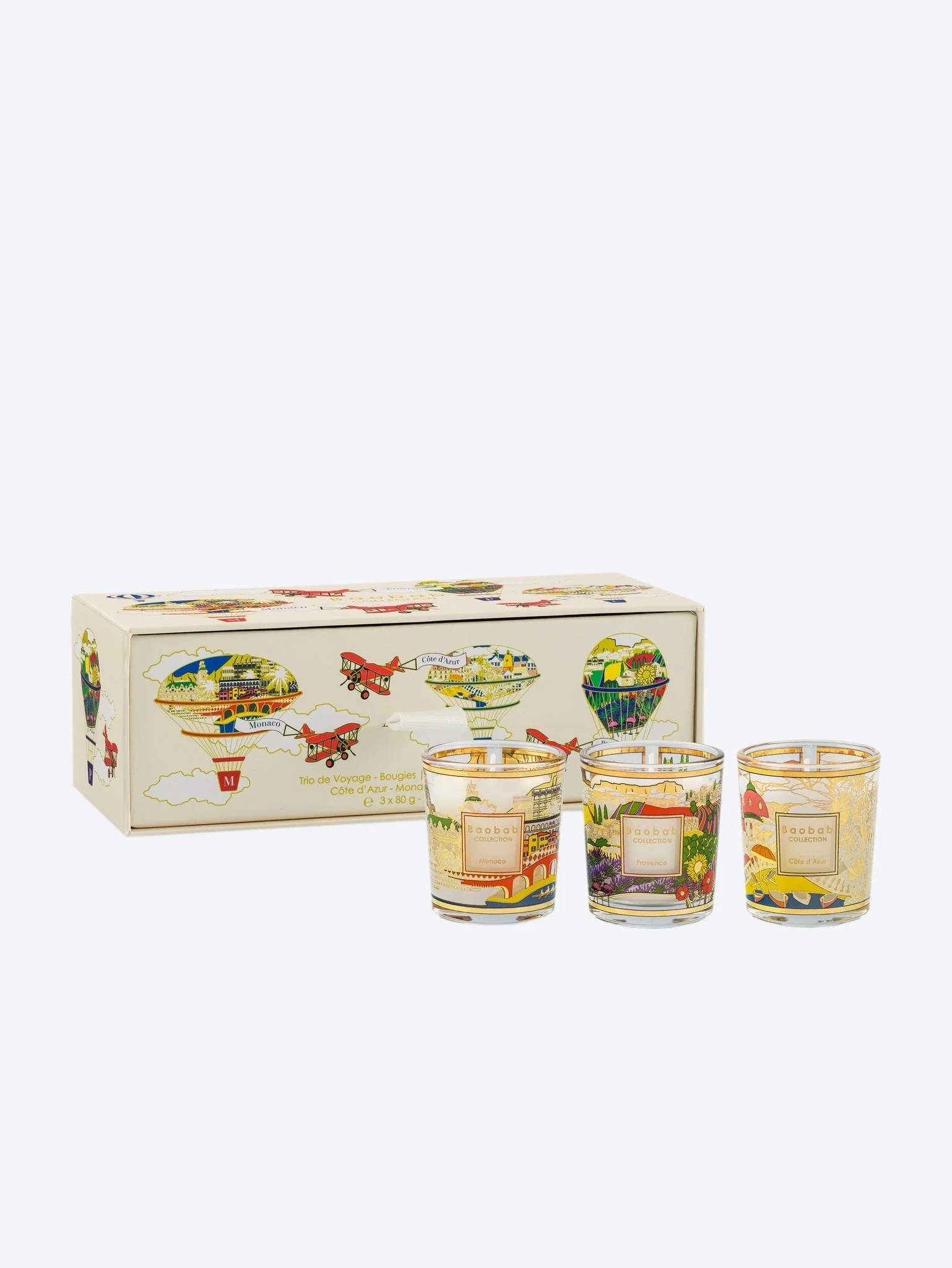 Trio travel candles provence-monaco-cote d'azur