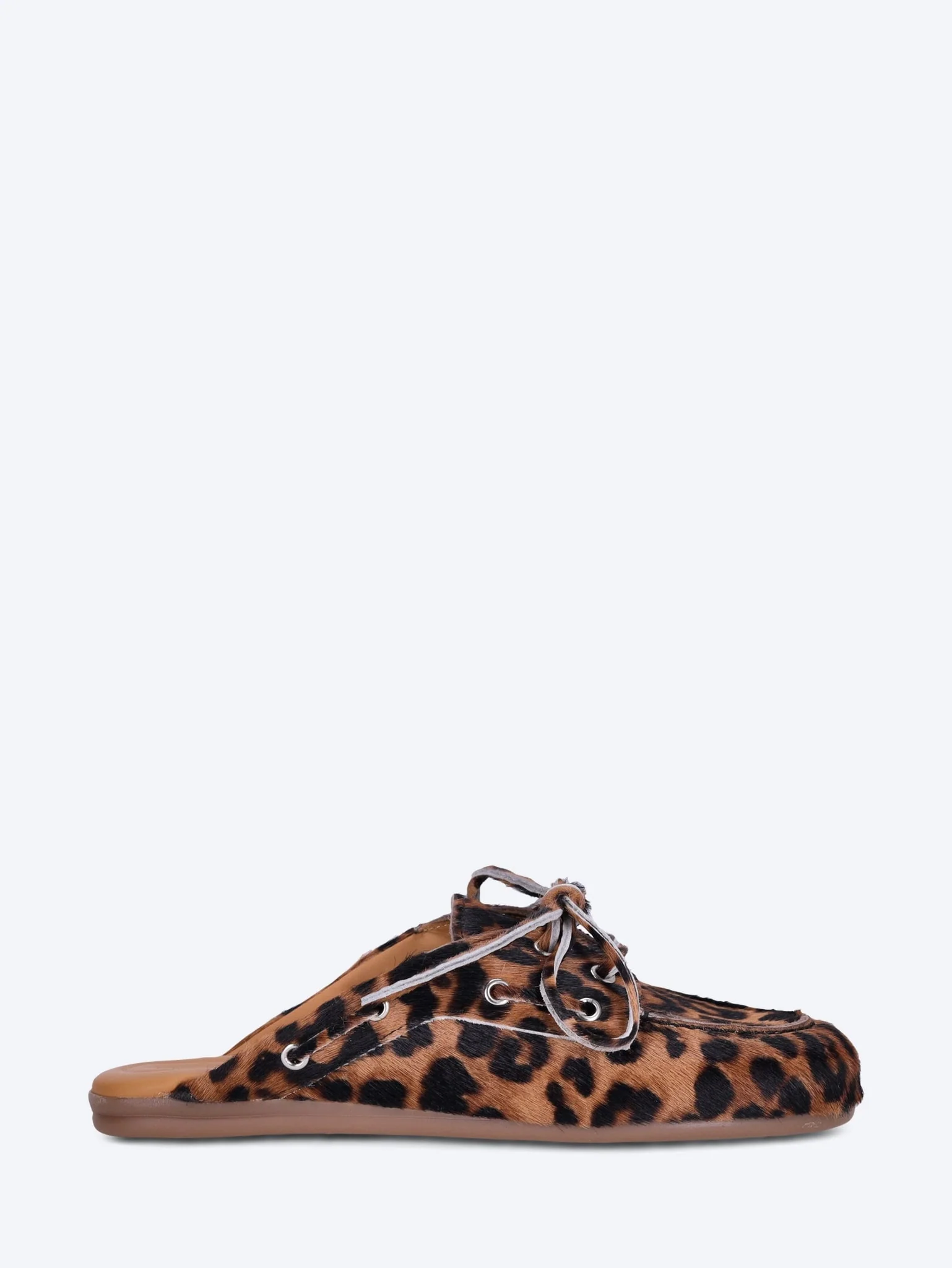 Boat print animal loafer mules