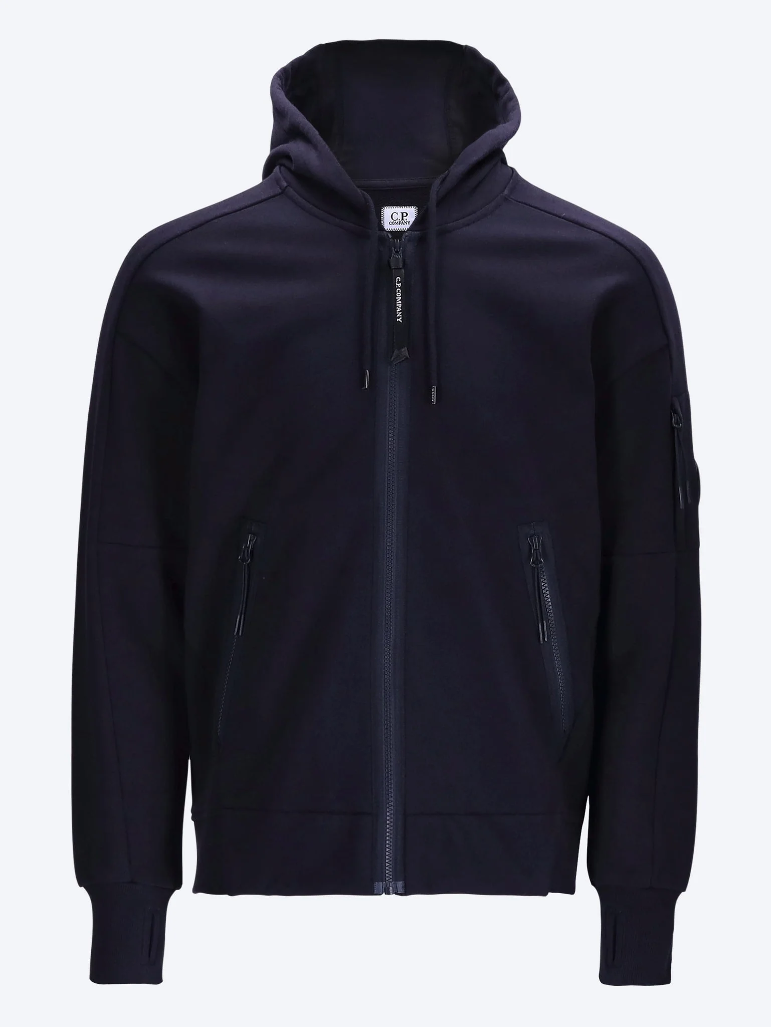 Diagonal raised fleece zip hoodie