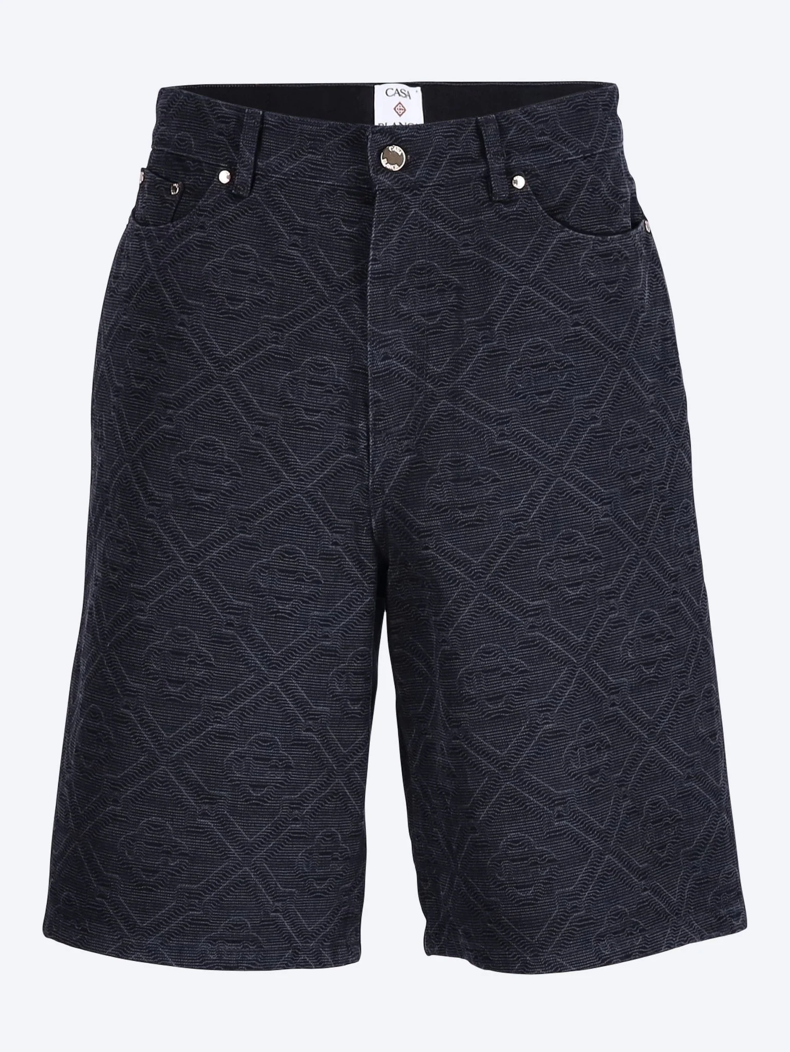 Laser monogram denim shorts