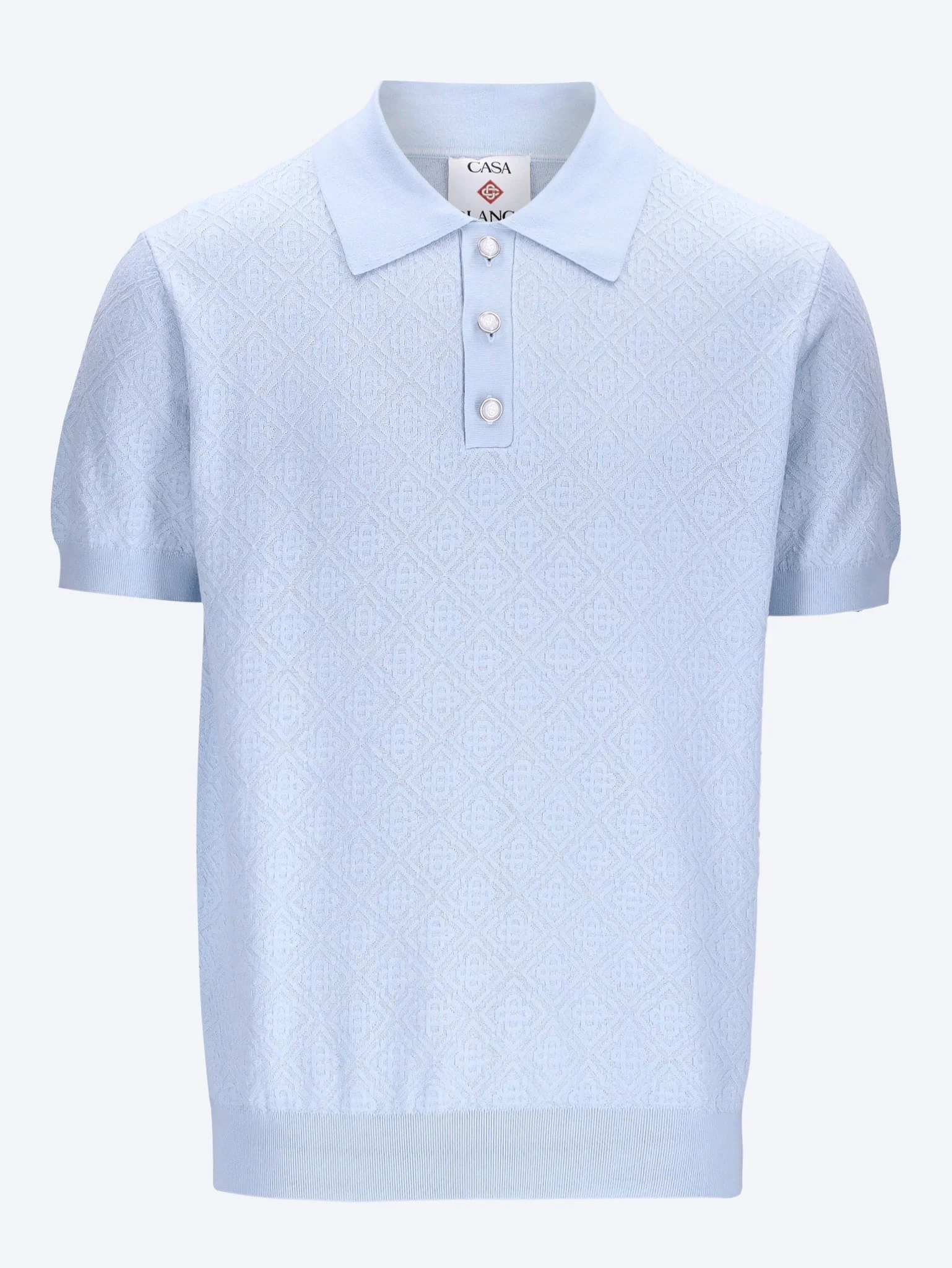 Pointelle monogram polo