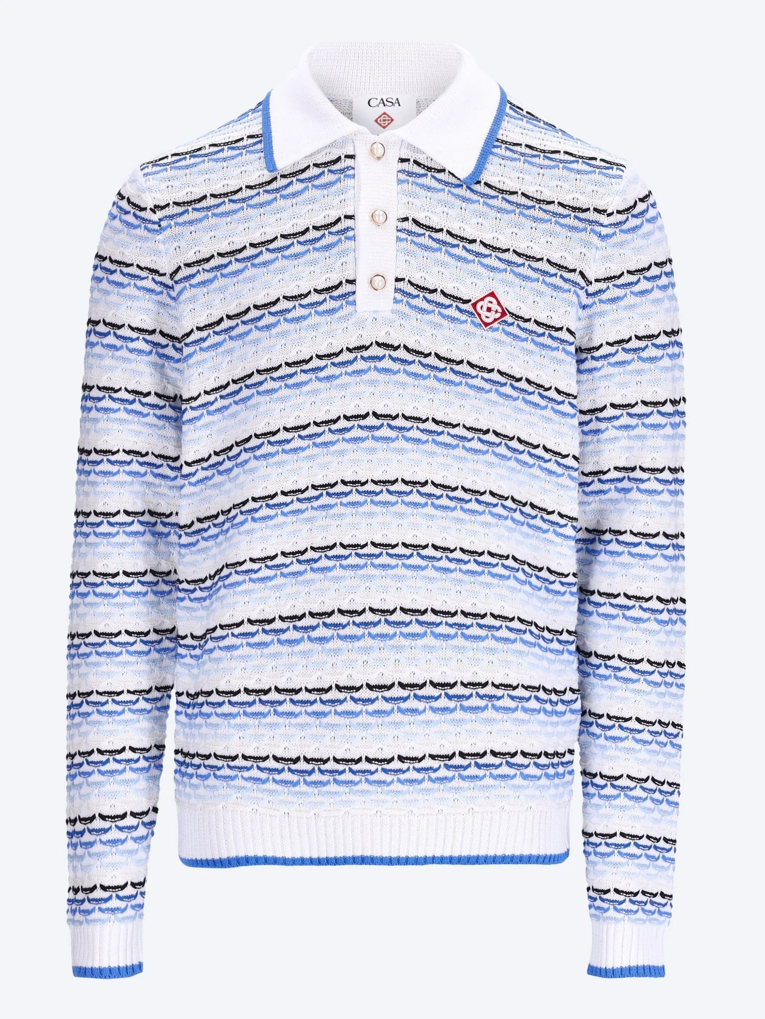 Tuck stitch long sleeve polo