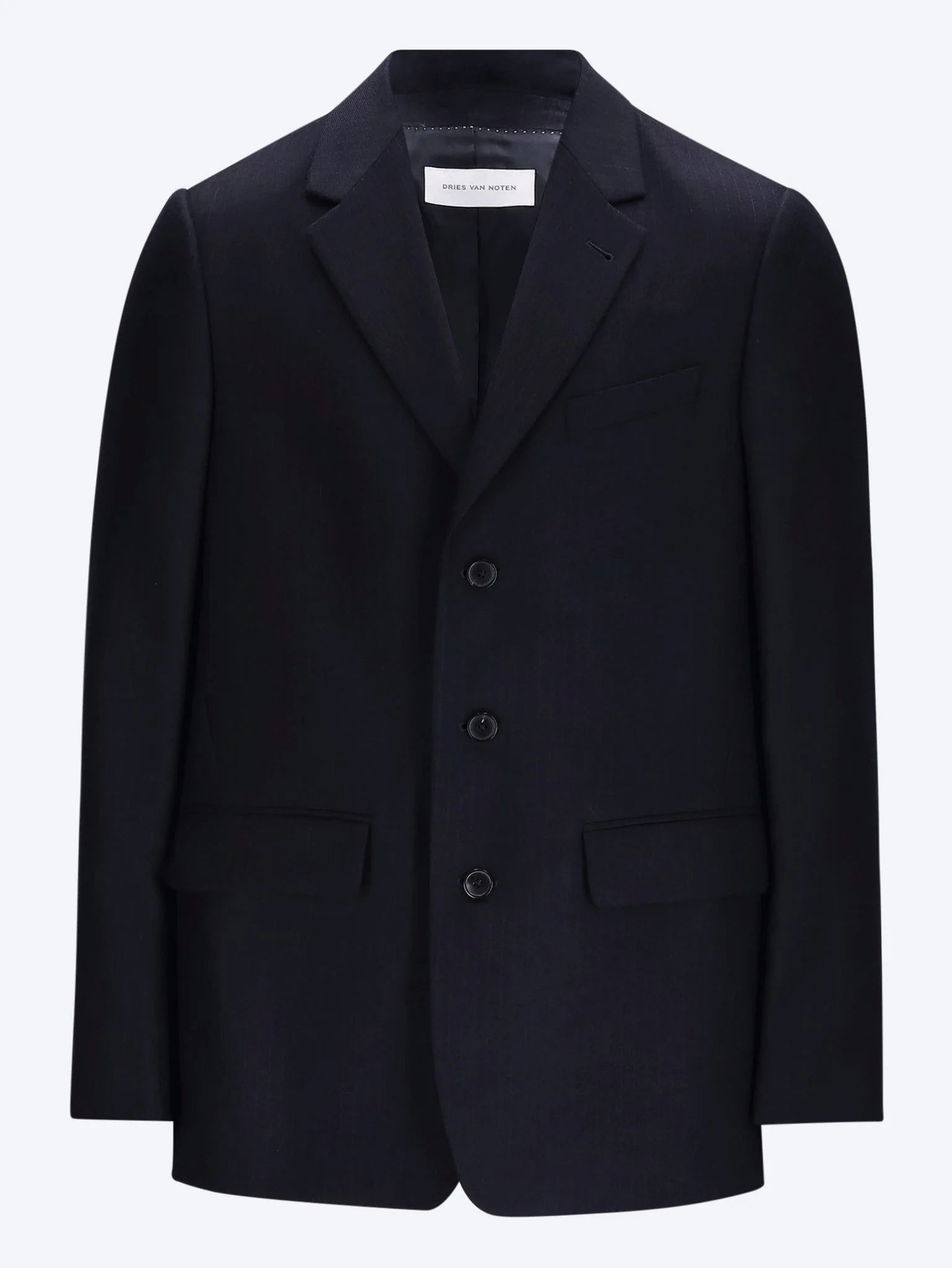 Three-button pinstripe wool blazer