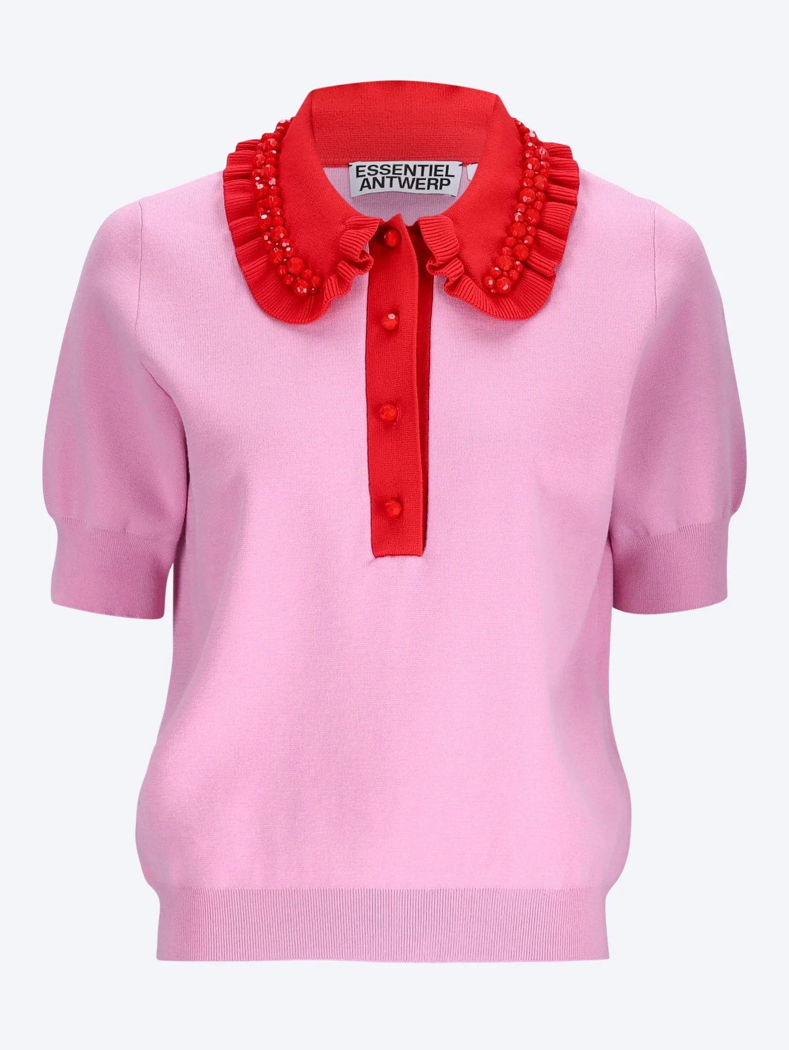 Jewelry embroidered knit polo