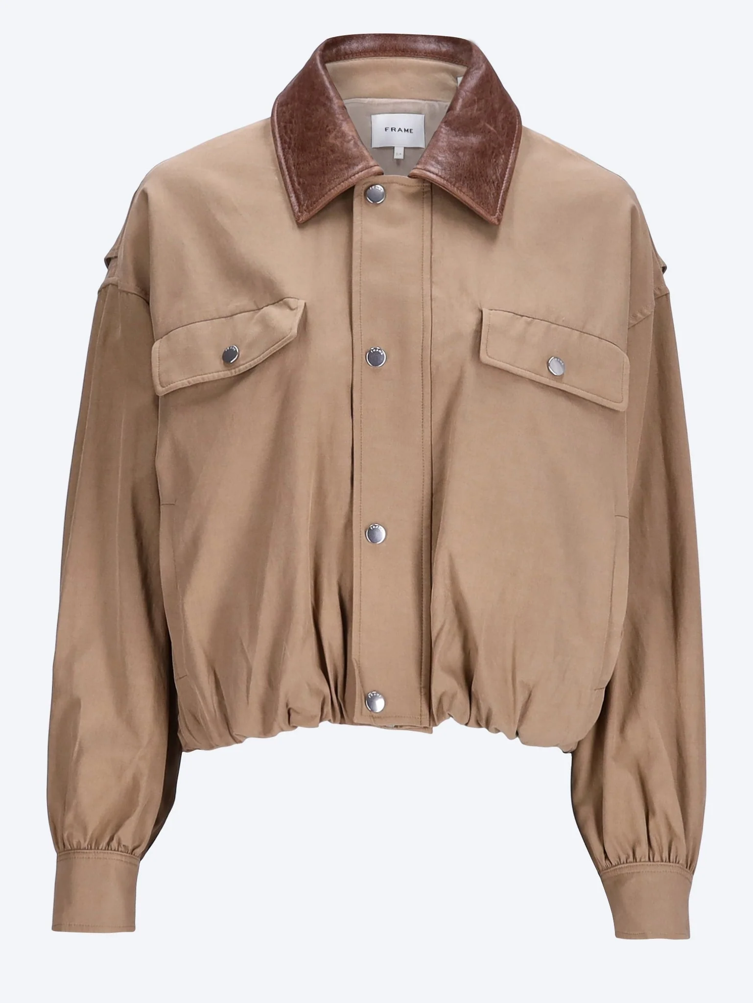 The leather collar bubble jacket
