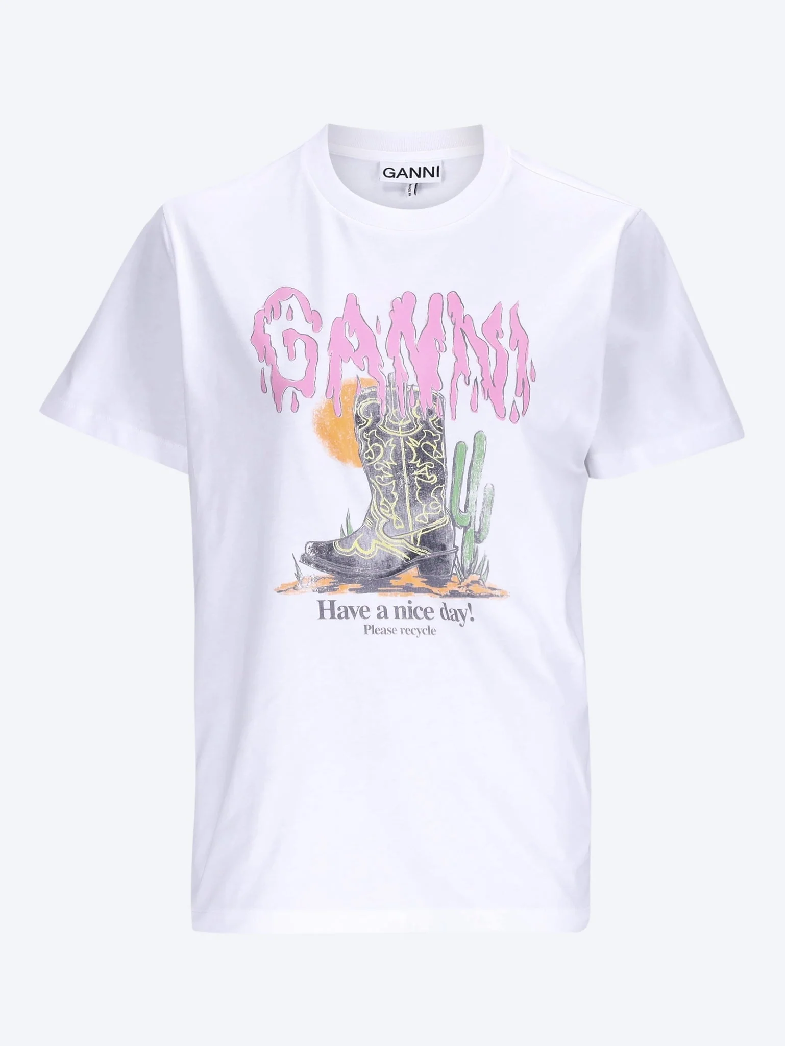 Basic cotton jersey t-shirt boots print