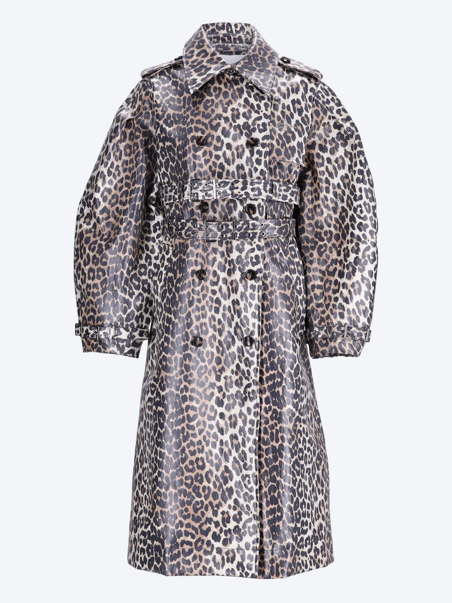 Laminated cotton canvas trench coat