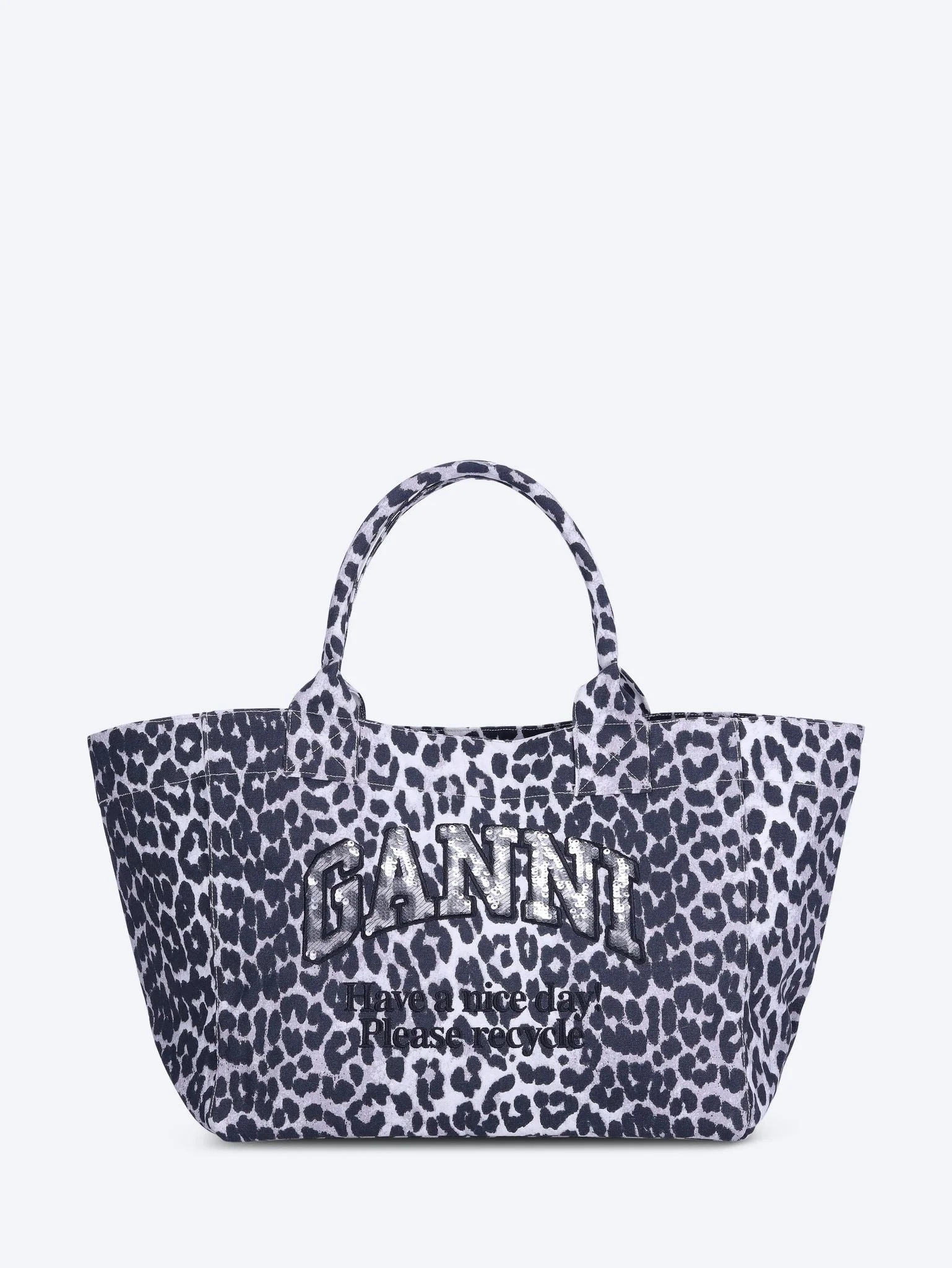 Medium trapeze printed sequin tote bag