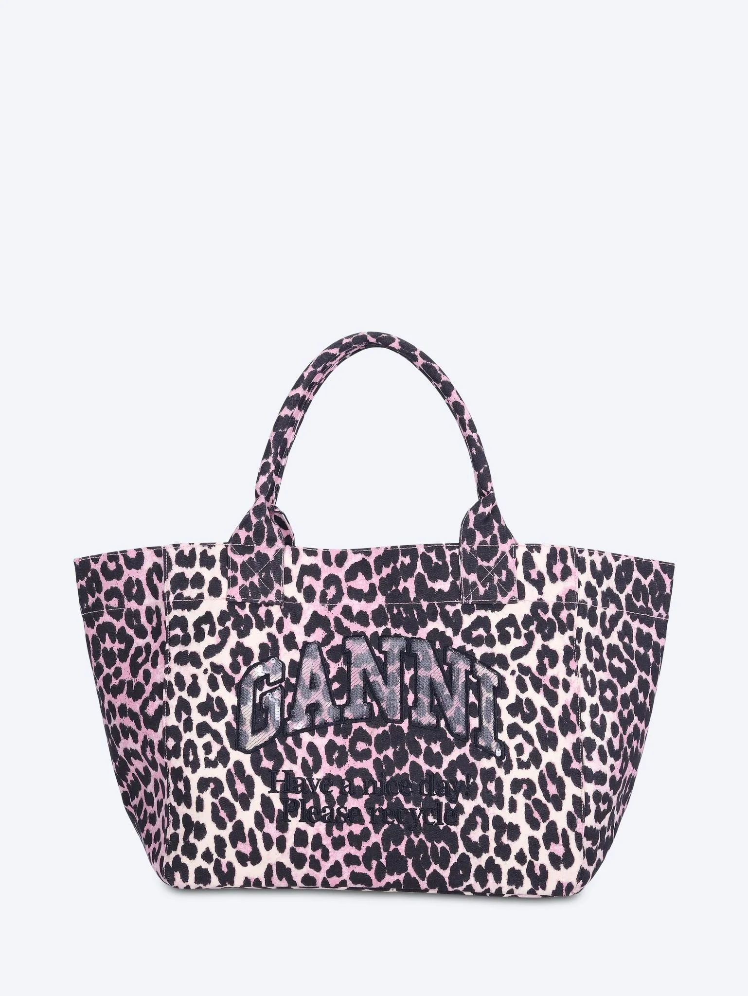 Medium trapeze printed sequin tote bag