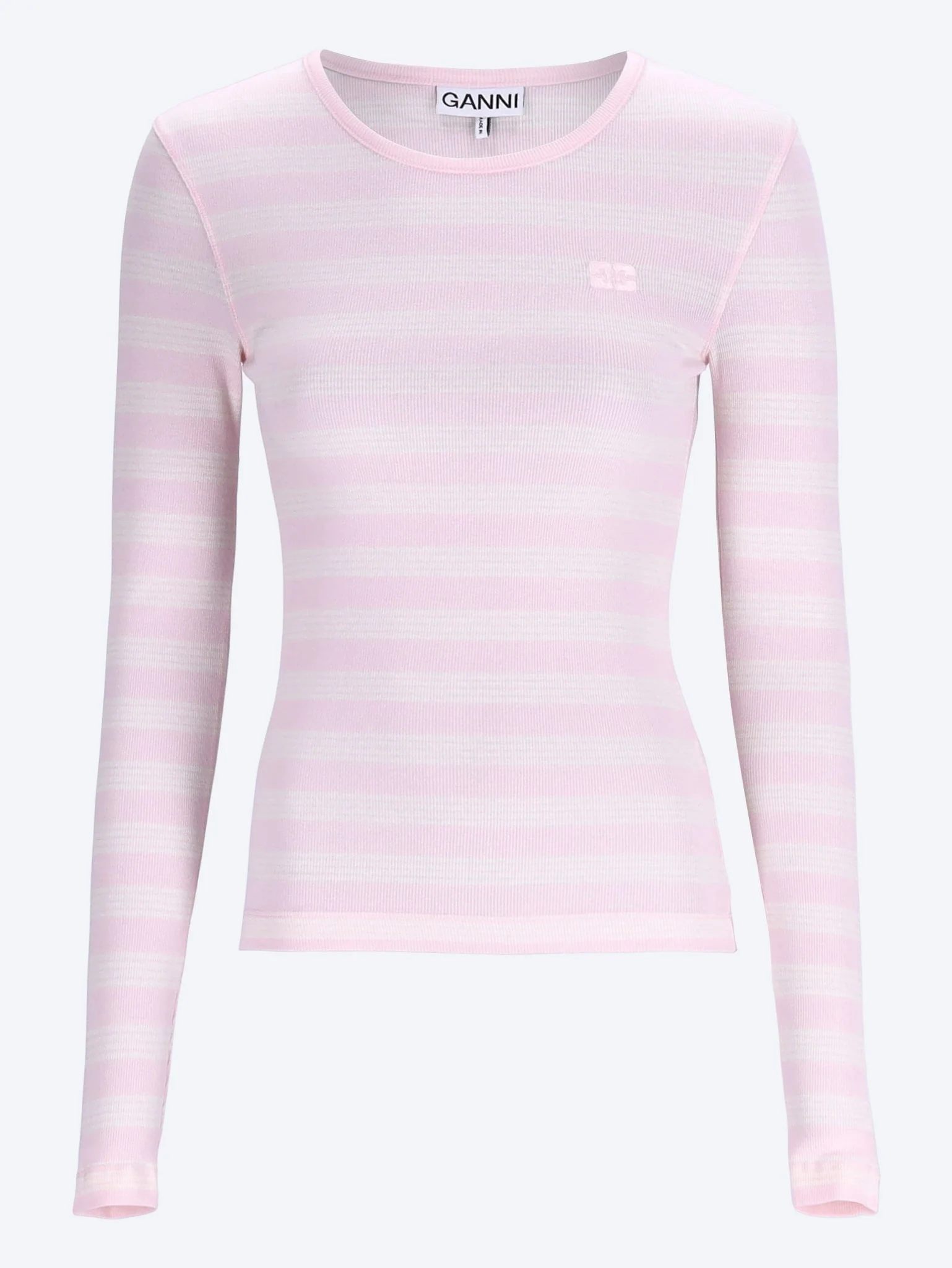 Soft cotton stripe rib long sleeve t-shirt