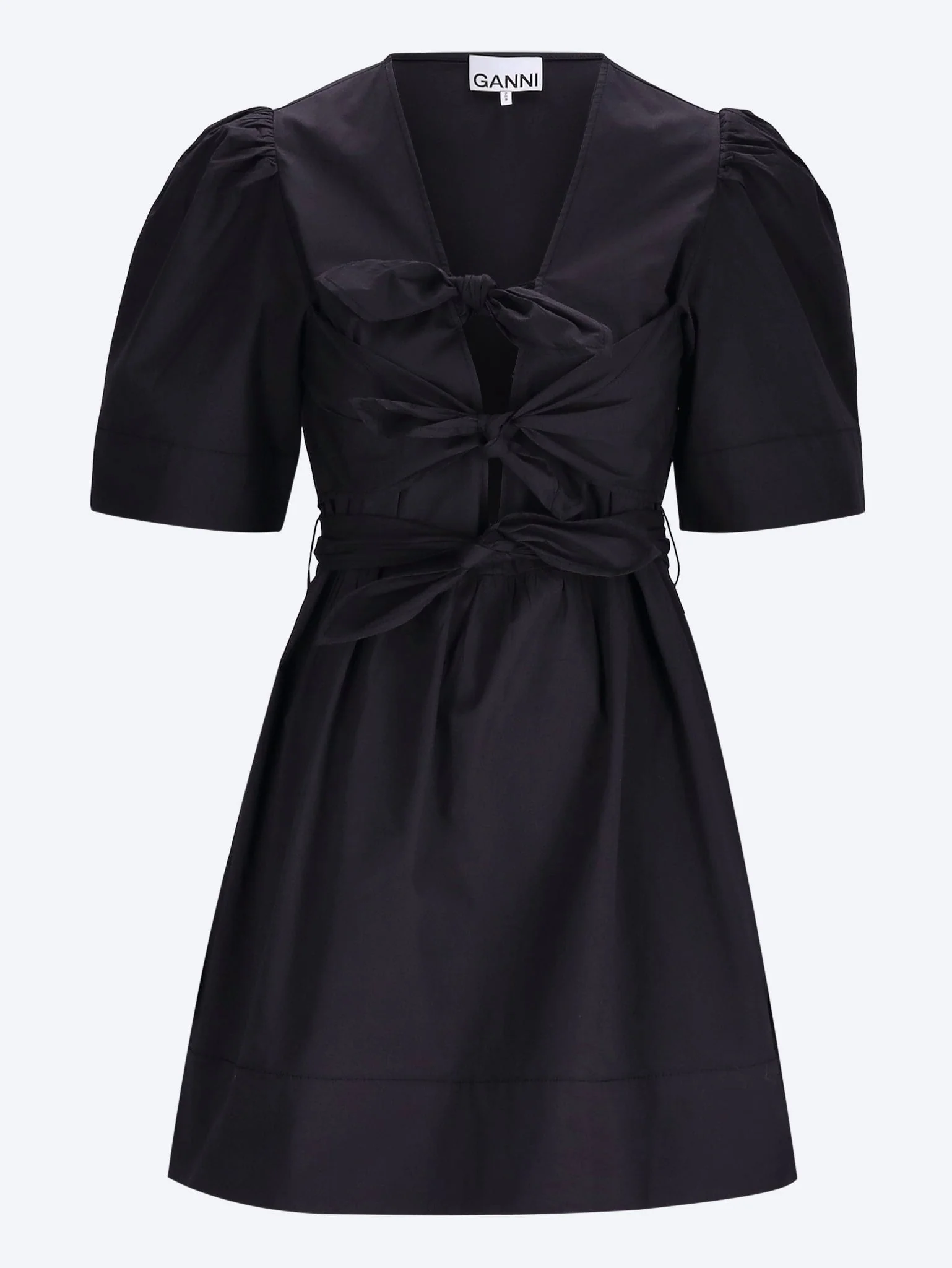 Stretch cotton mini tie strap dress