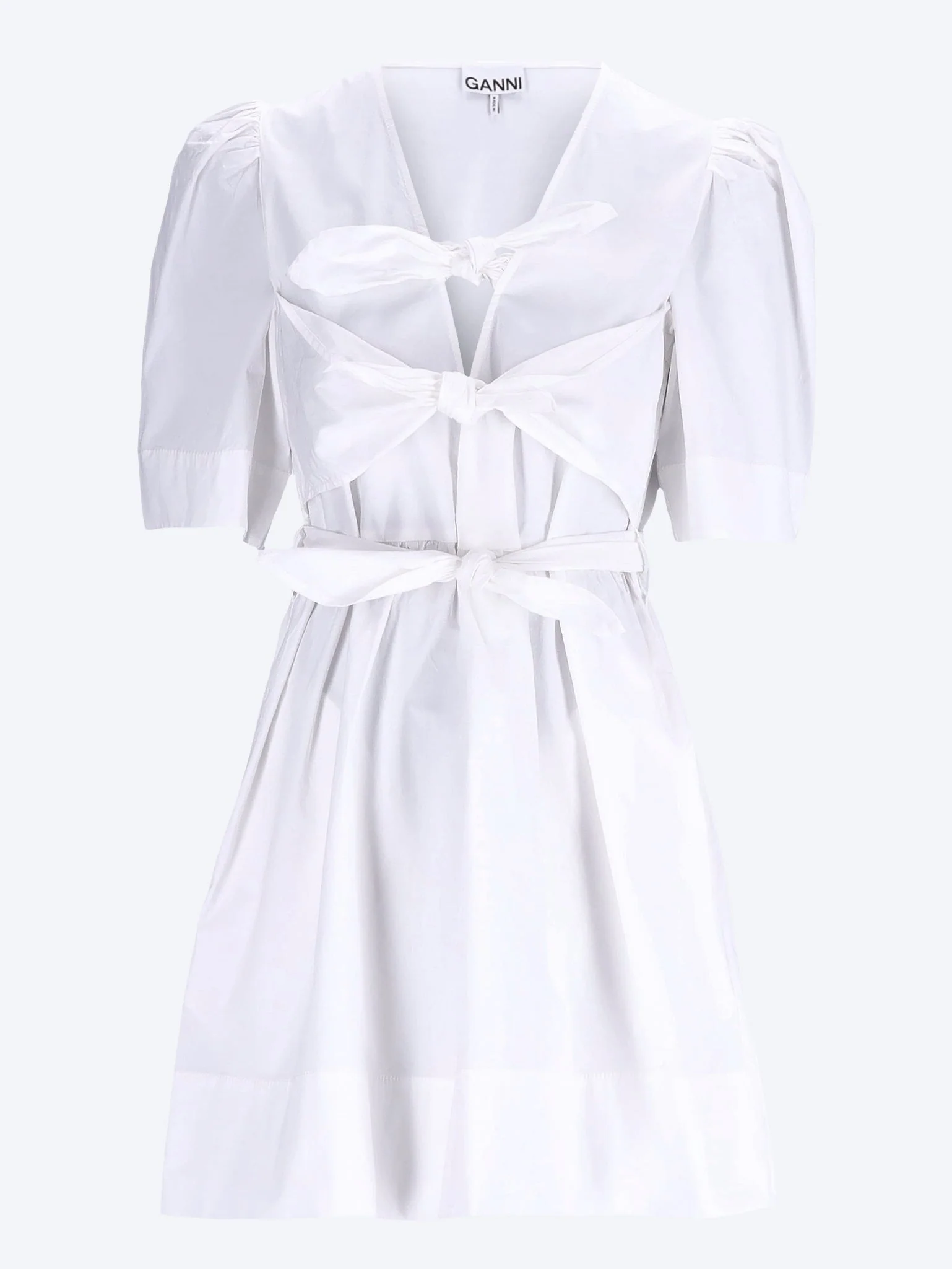 Stretch cotton mini tie strap dress