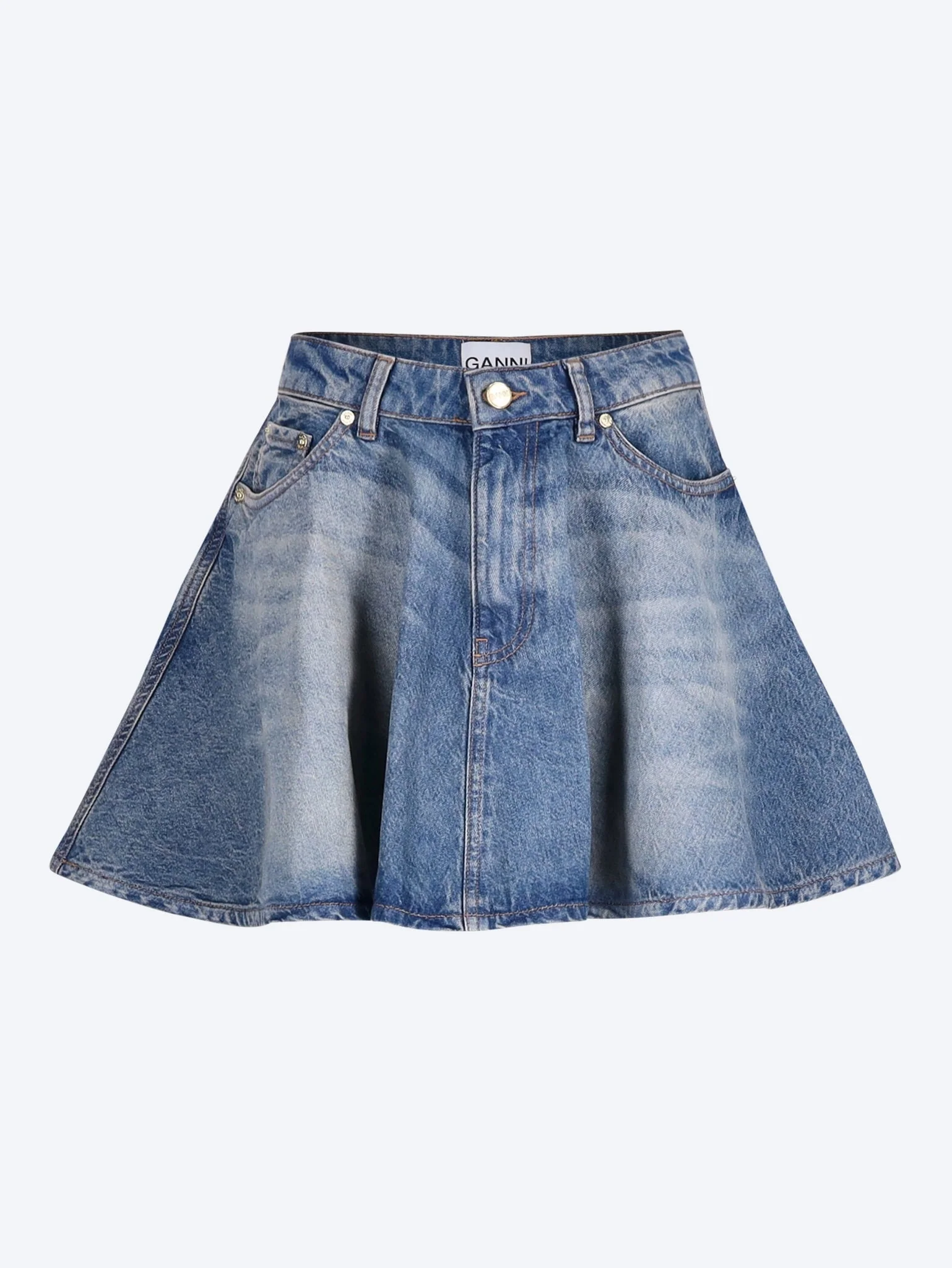 Tint rigid denim mini skirt