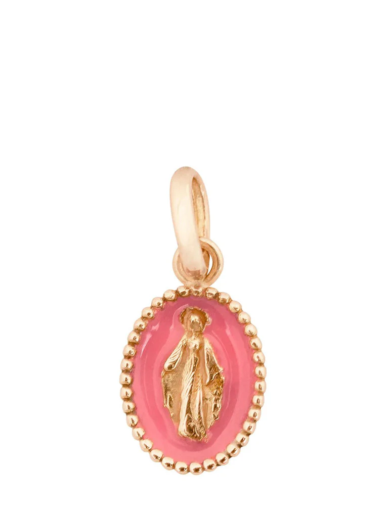 Pendentif madone resine rose bebe