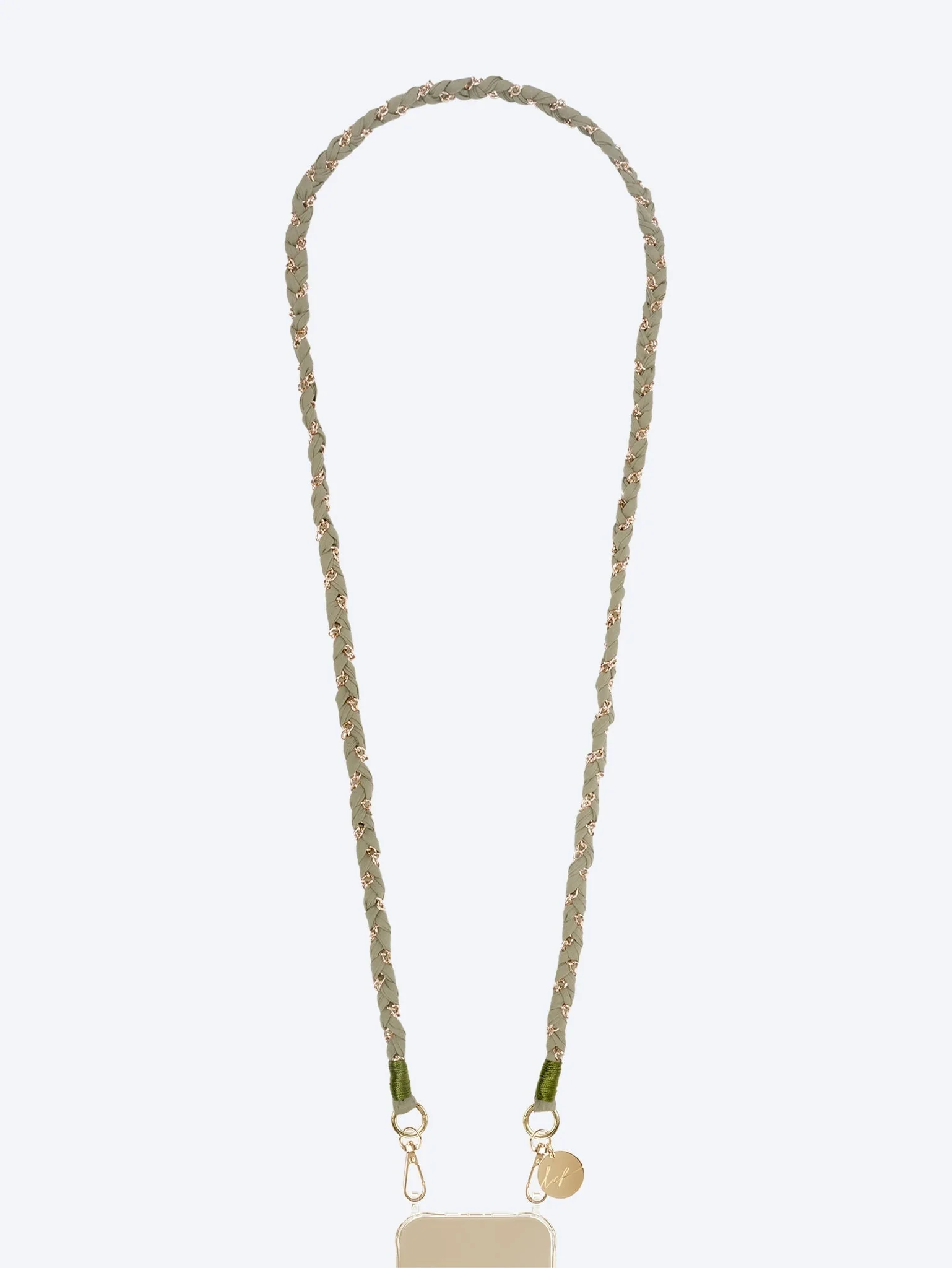 Long doha khaki & gold fabric chain 120cm