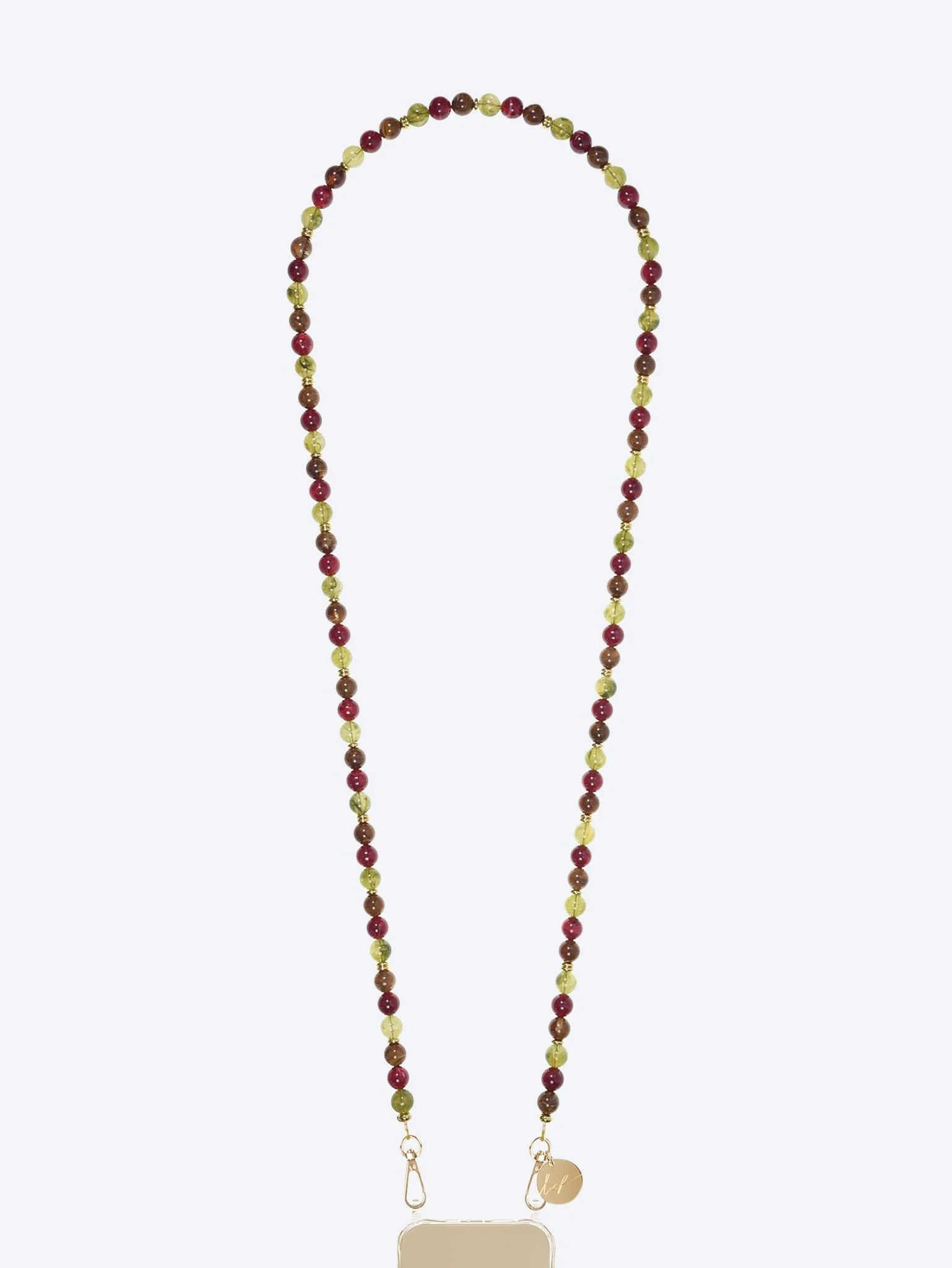 Long harper khaki, burgundy and brown chain 120cm