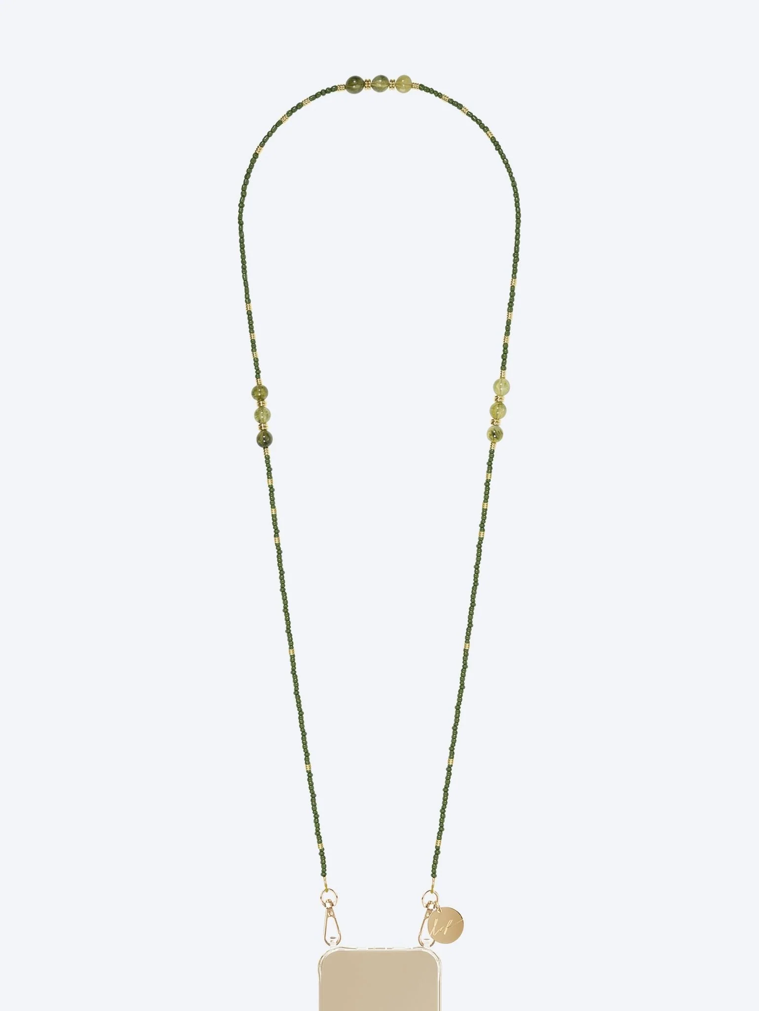 Long iris khaki pearl chain 120cm
