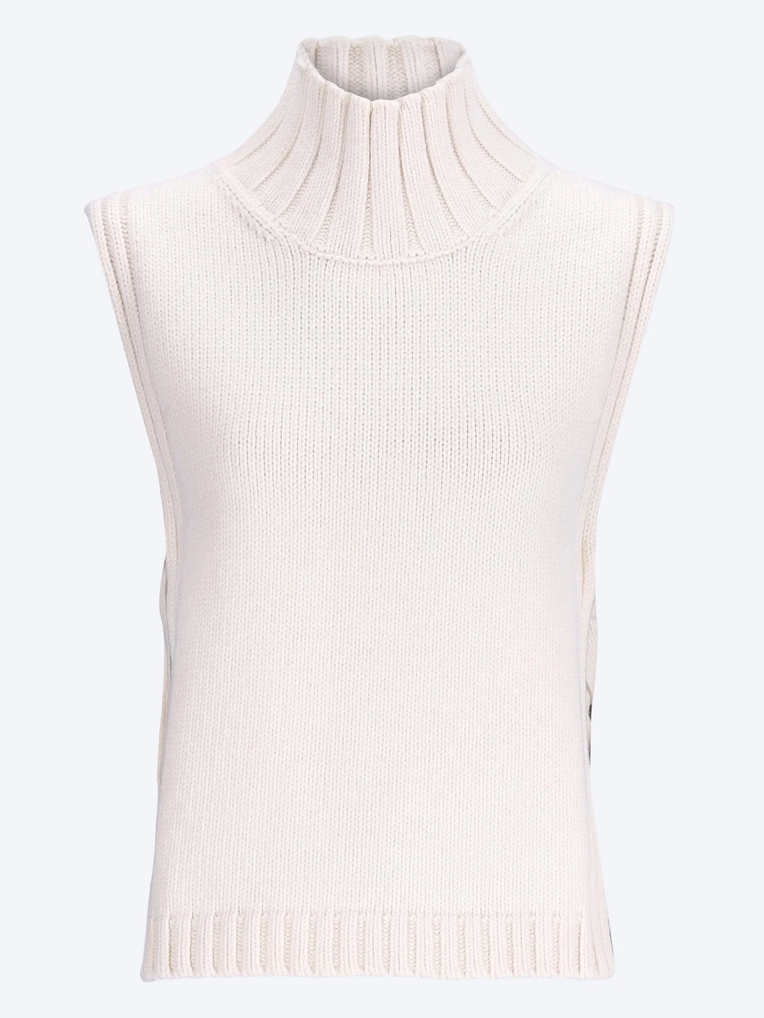Or turtleneck sleeveless sweater