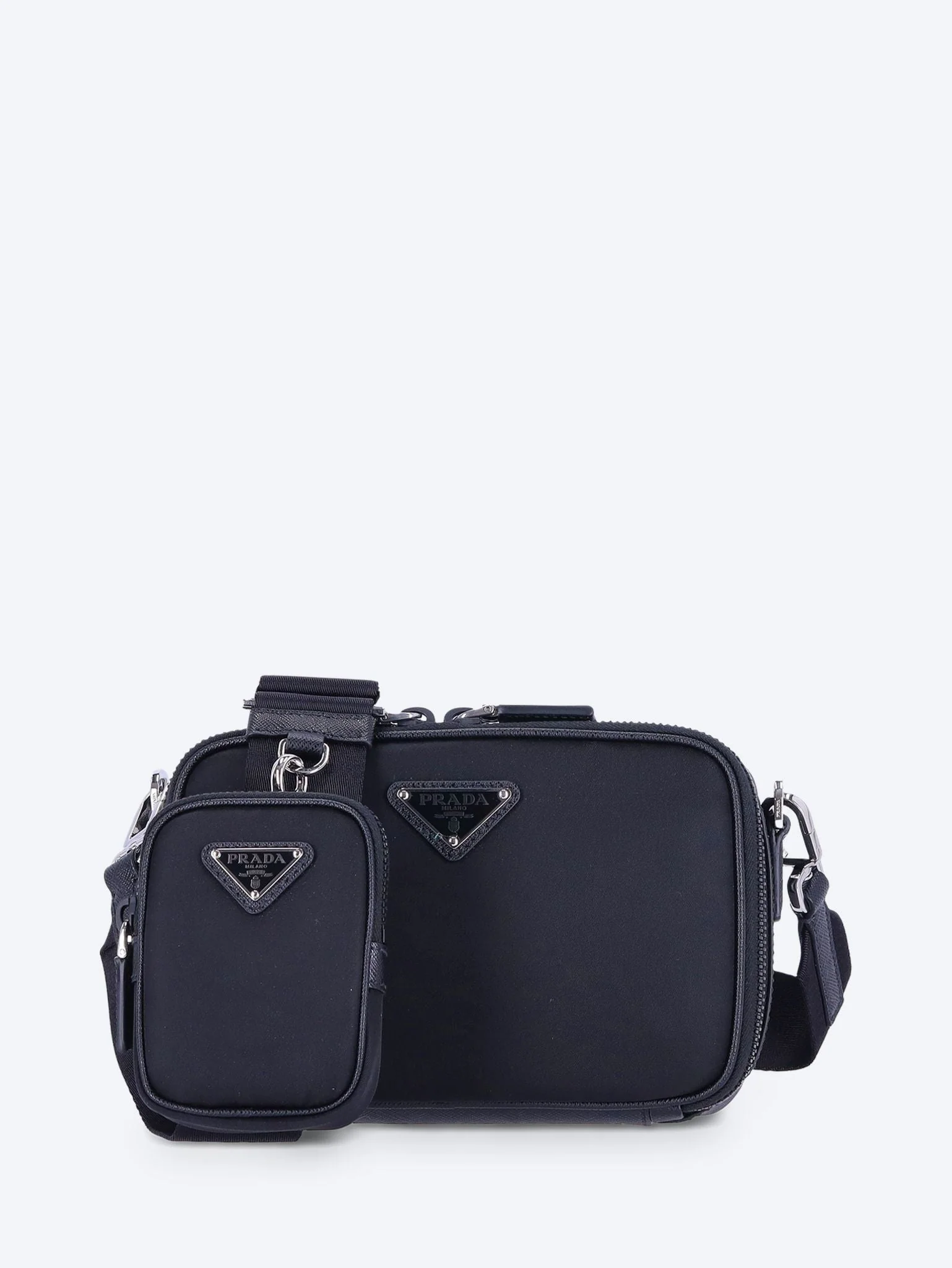 Brique re-nylon and saffiano leather bag