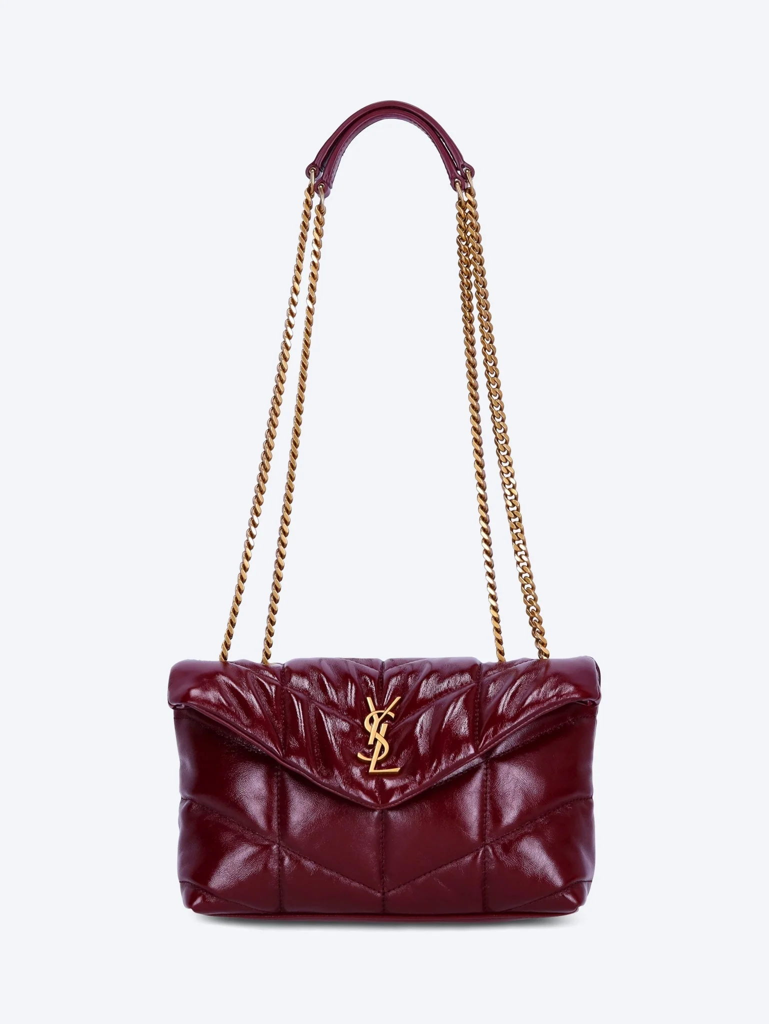 Toy puffer shiny leather shoulder bag