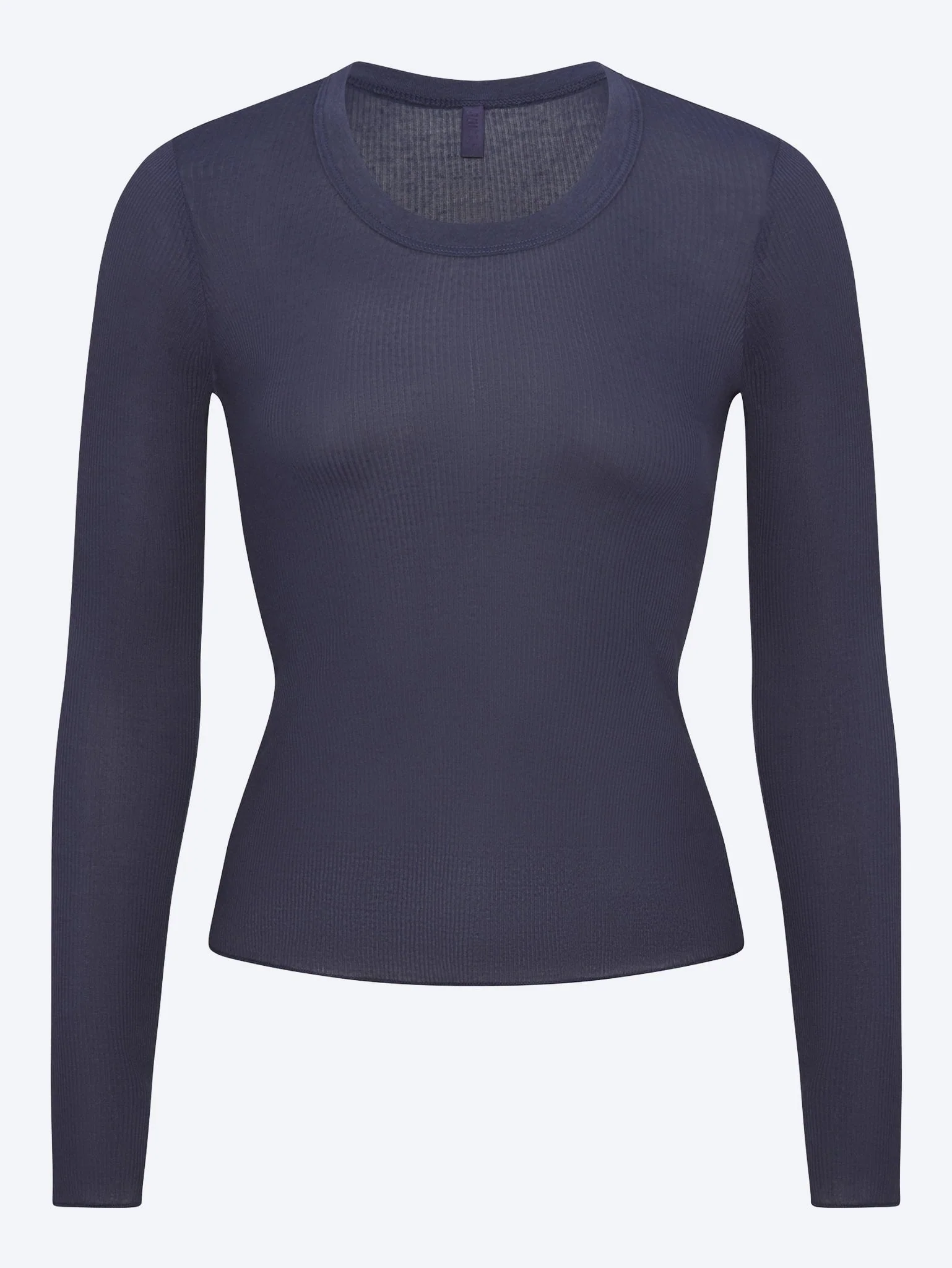 Sheer cotton long sleeve wide crew