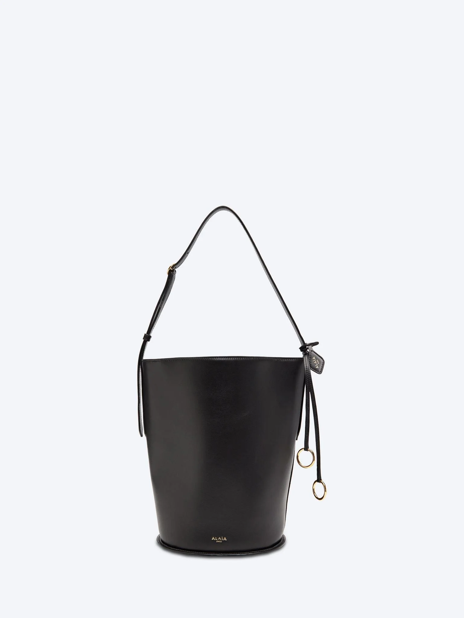 Smooth leather small bucket bag
