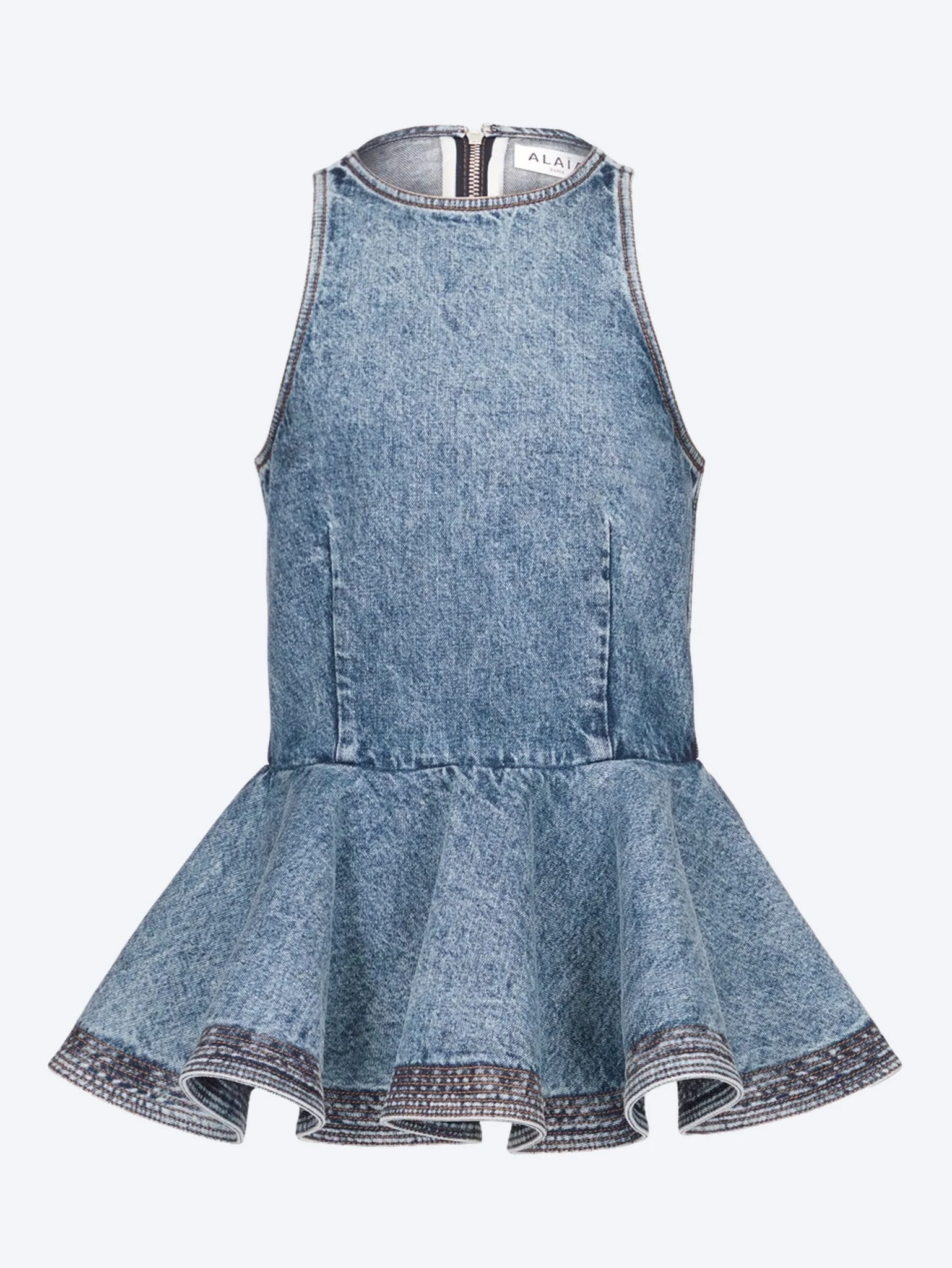 Snow denim peplum top