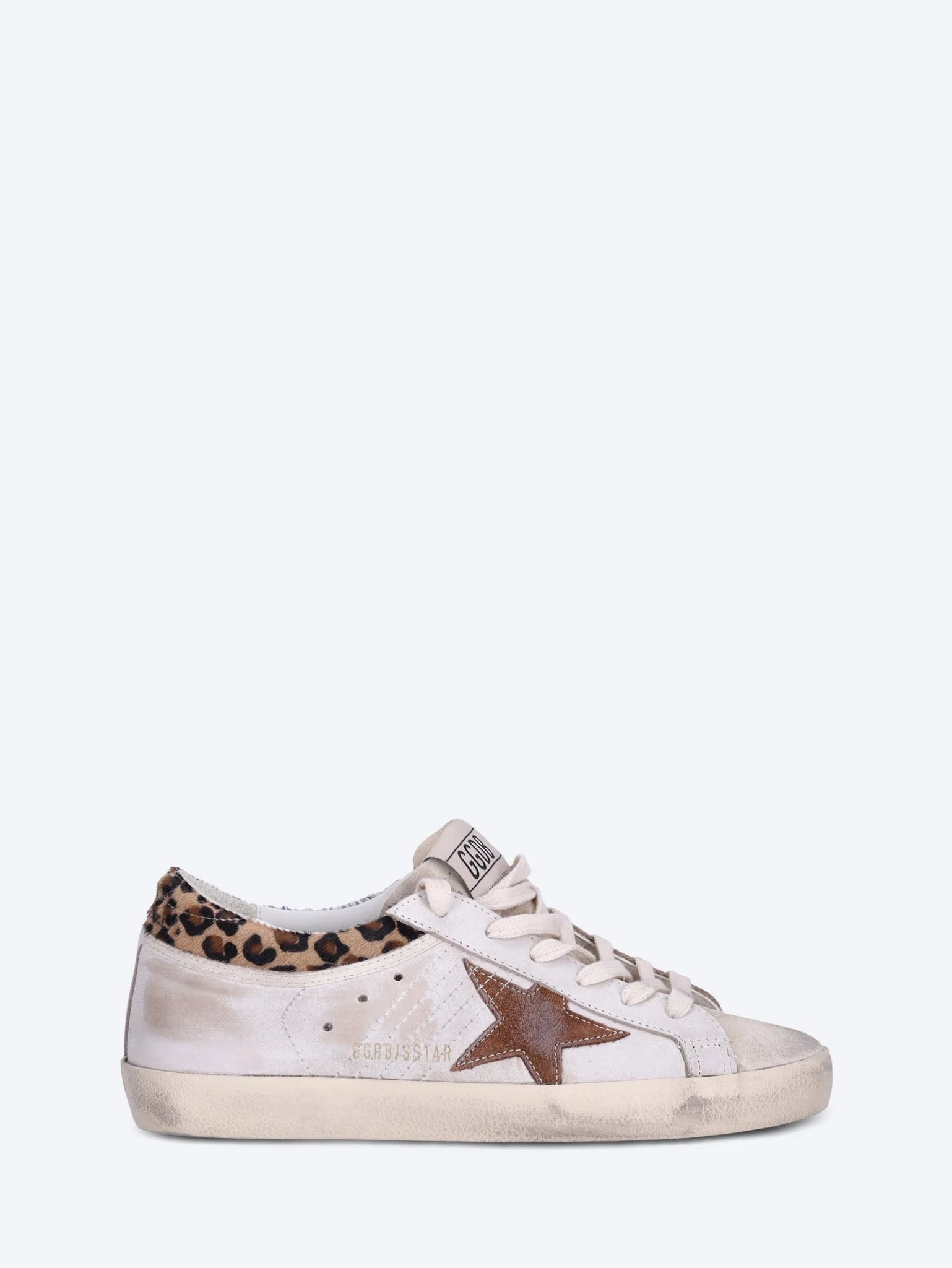 Super star leather horsy leo printed collar suede star sneakers