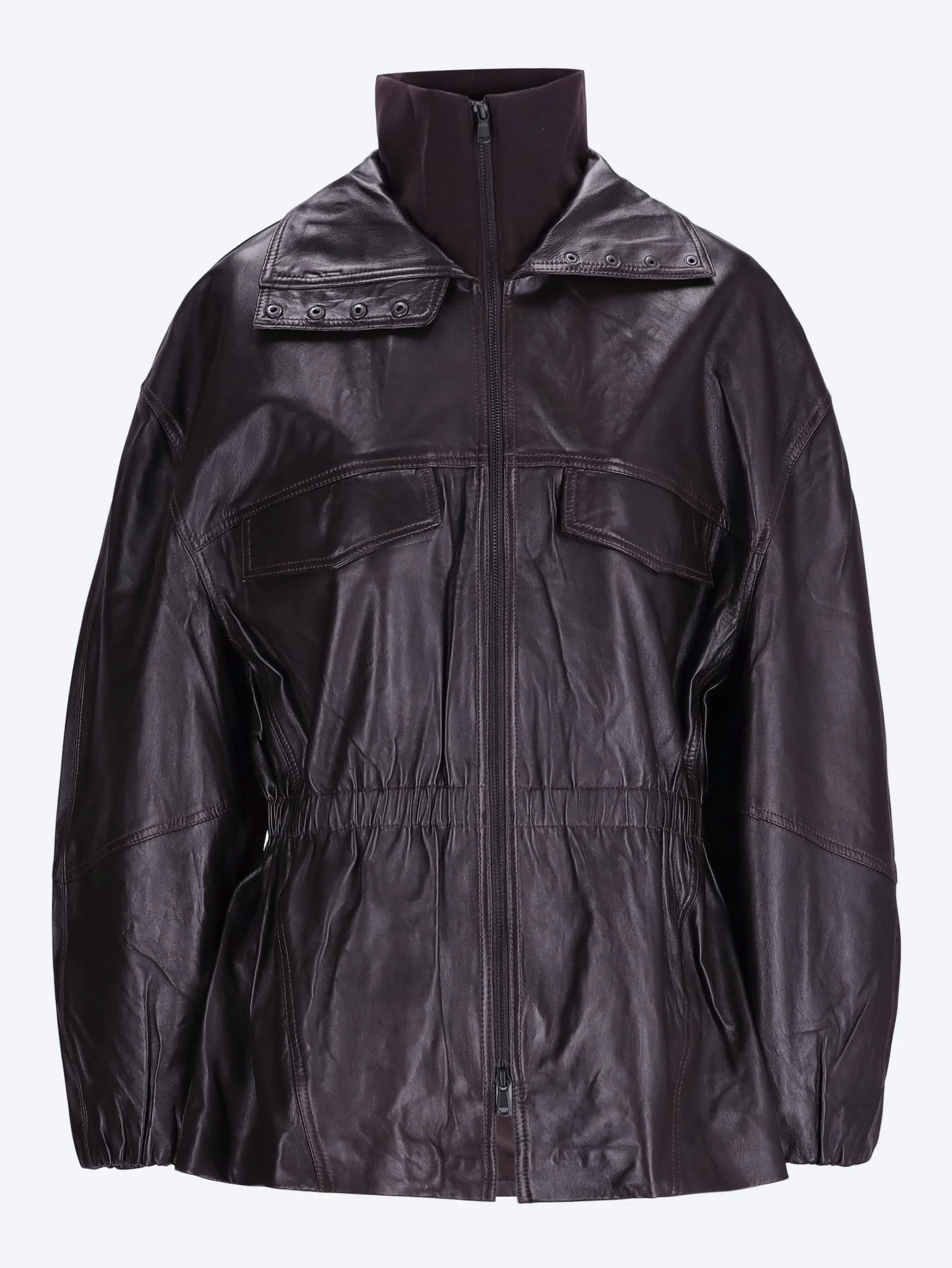 Carnaby funnel neck leather jacket