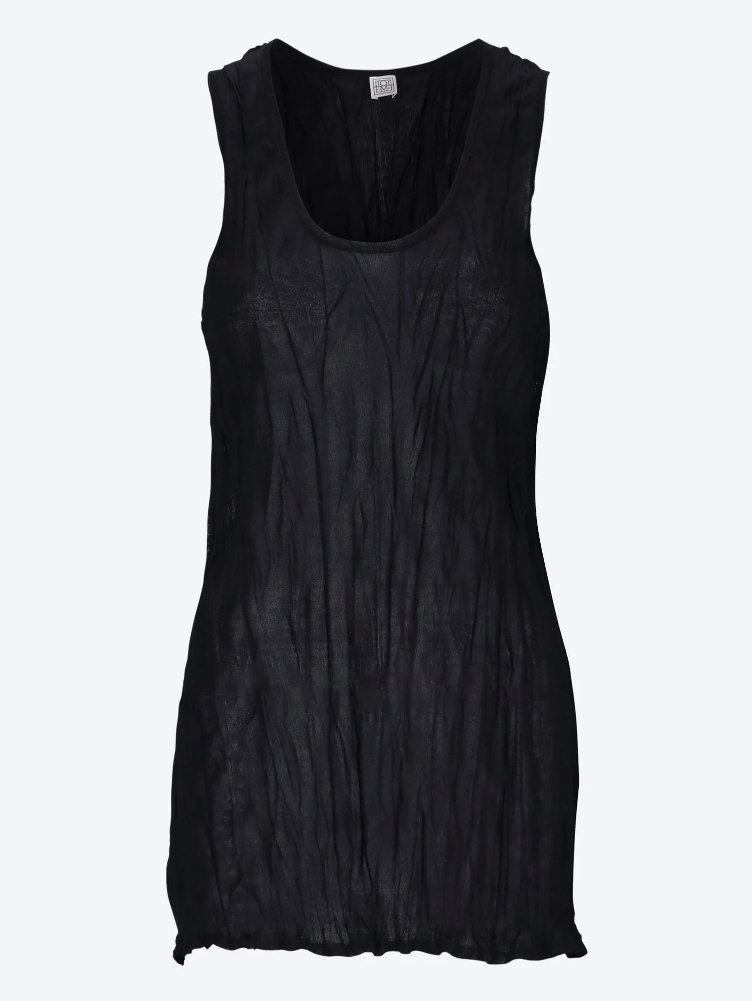 Crinkled knit tank top